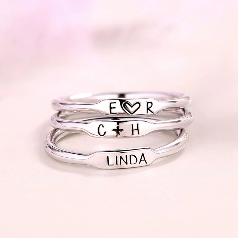 Personalized inspiration Sterling silver Stackable Rings